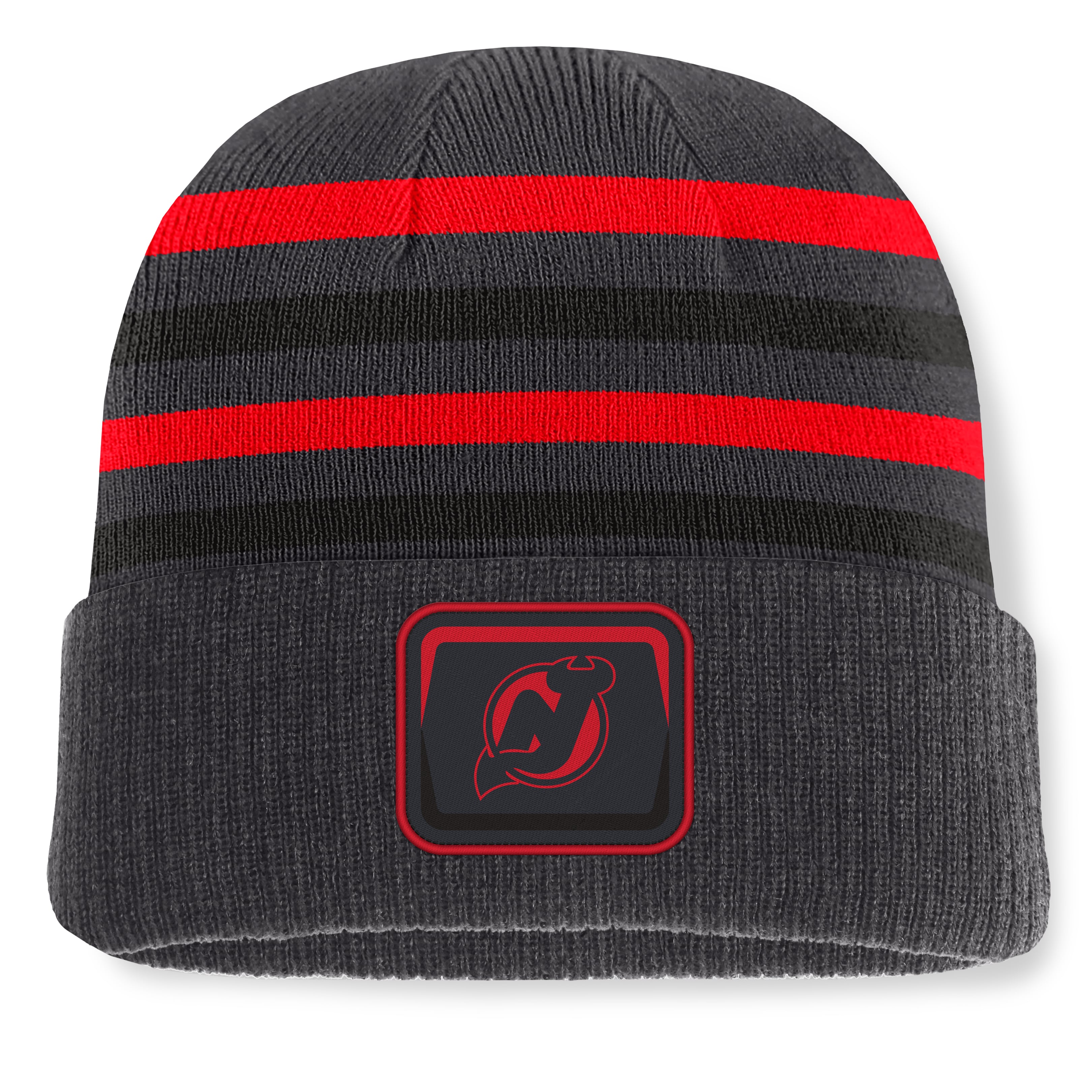 Men's Fanatics Black New Jersey Devils Knurly Stripe Cuffed Knit Hat