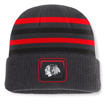 Men's Fanatics Black Chicago Blackhawks Knurly Stripe Cuffed Knit Hat