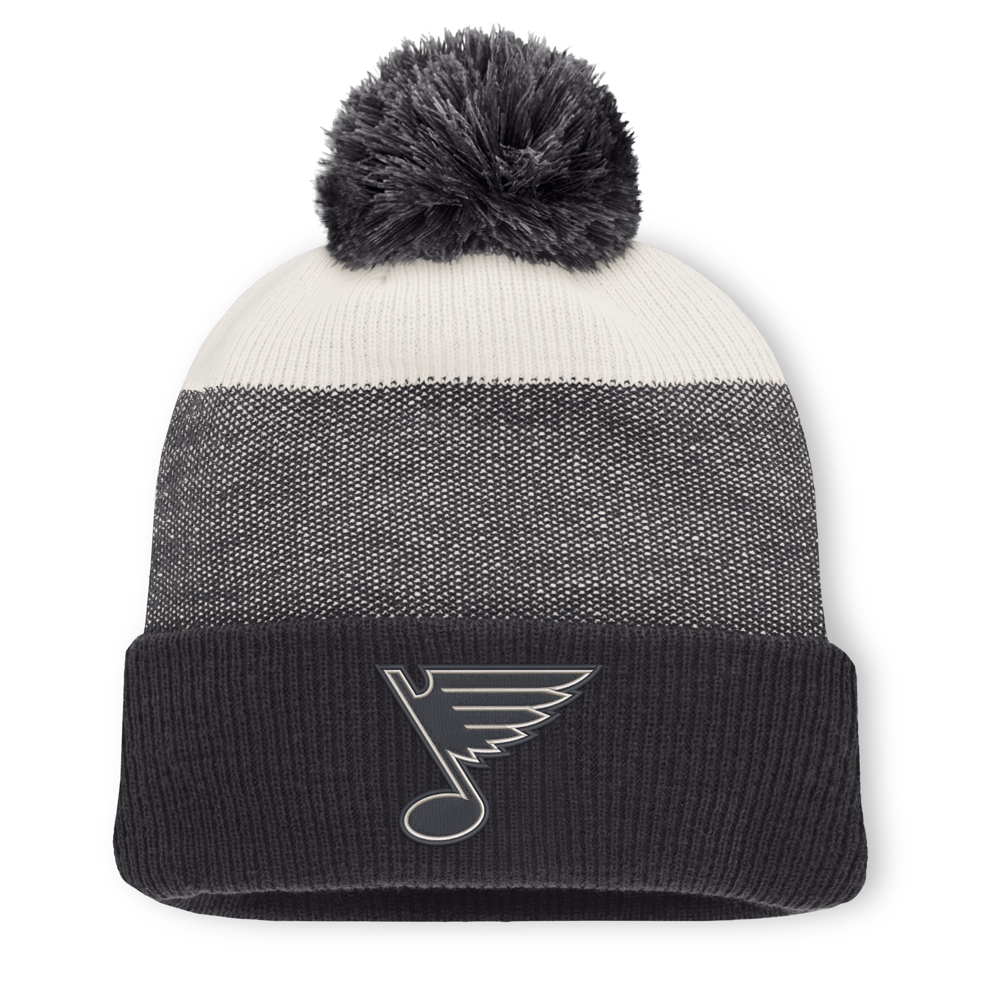 Men's Fanatics Black/Light Beige St. Louis Blues Monochrome Cuffed Knit Hat with Pom