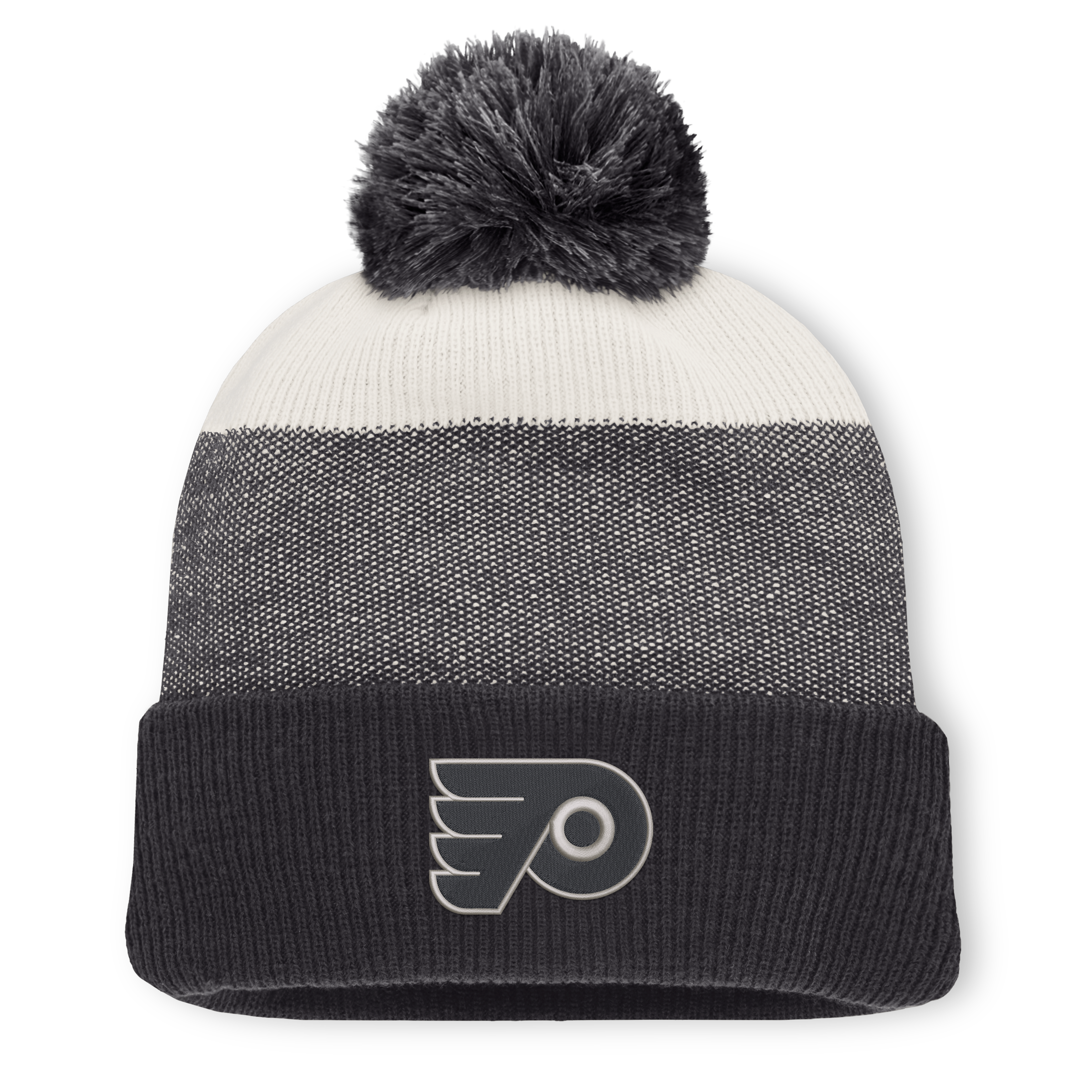 Men's Fanatics Black/Light Beige Philadelphia Flyers Monochrome Cuffed Knit Hat with Pom