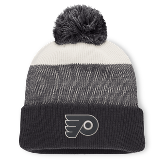 Men's Fanatics Black/Light Beige Philadelphia Flyers Monochrome Cuffed Knit Hat with Pom