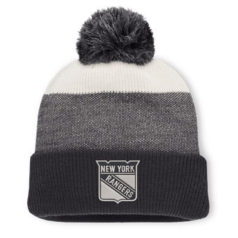 Men's Fanatics Black/Light Beige New York Rangers Monochrome Cuffed Knit Hat with Pom