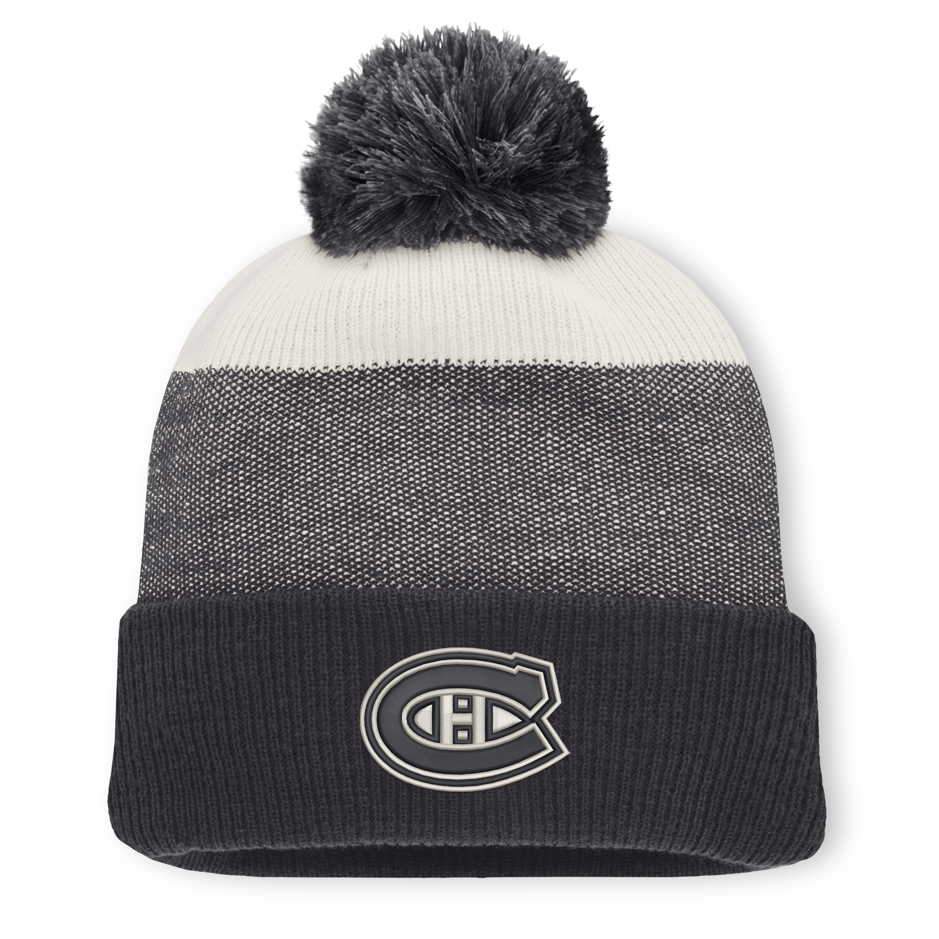 Men's Fanatics Black/Light Beige Montreal Canadiens Monochrome Cuffed Knit Hat with Pom