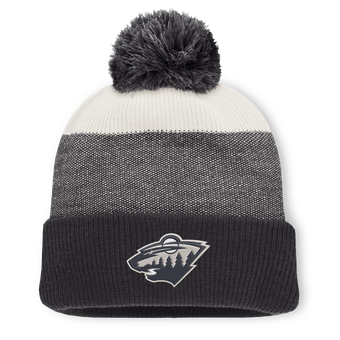 Men's Fanatics Black/Light Beige Minnesota Wild Monochrome Cuffed Knit Hat with Pom