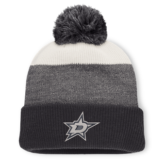 Men's Fanatics Black/Light Beige Dallas Stars Monochrome Cuffed Knit Hat with Pom