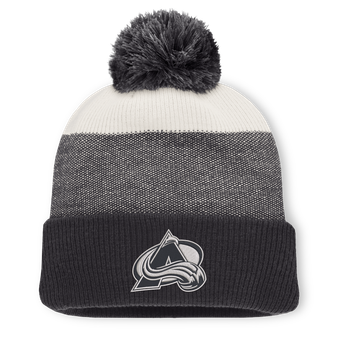 Men's Fanatics Black/Light Beige Colorado Avalanche Monochrome Cuffed Knit Hat with Pom