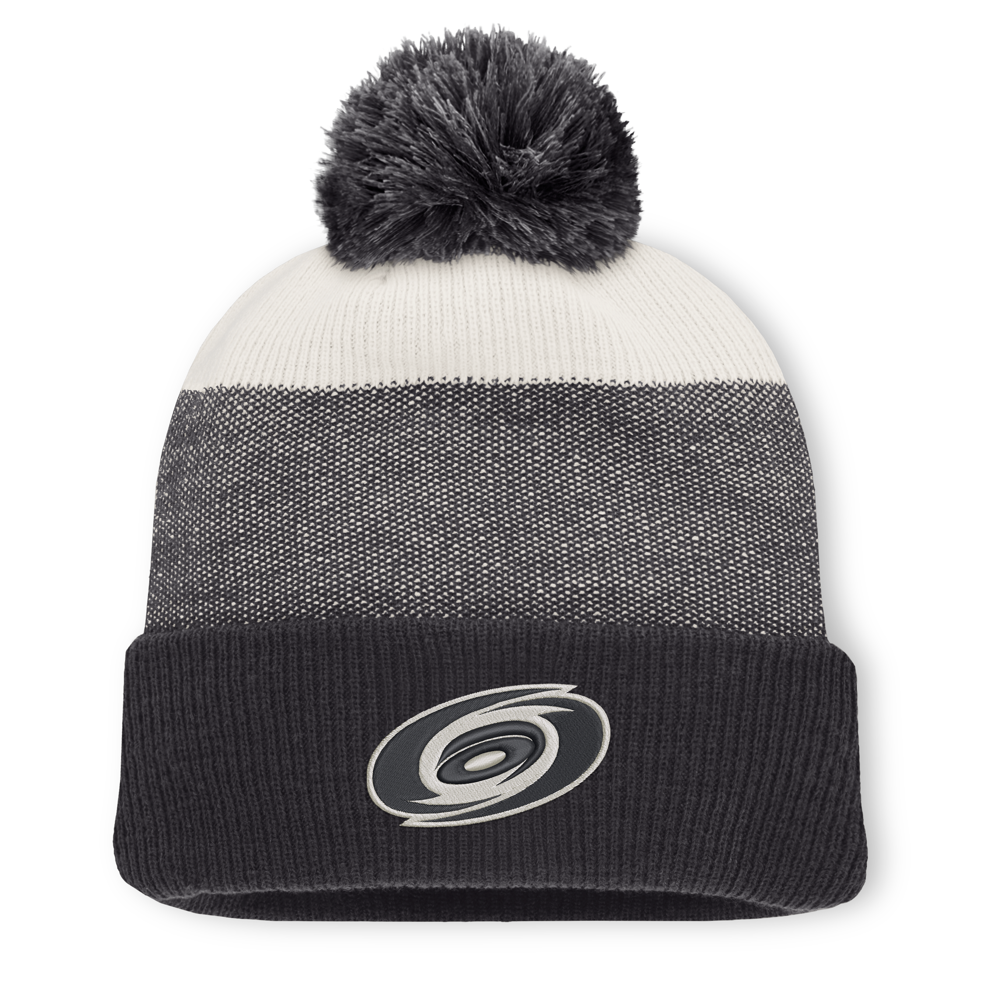 Men's Fanatics Black/Light Beige Carolina Hurricanes Monochrome Cuffed Knit Hat with Pom