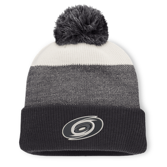 Men's Fanatics Black/Light Beige Carolina Hurricanes Monochrome Cuffed Knit Hat with Pom