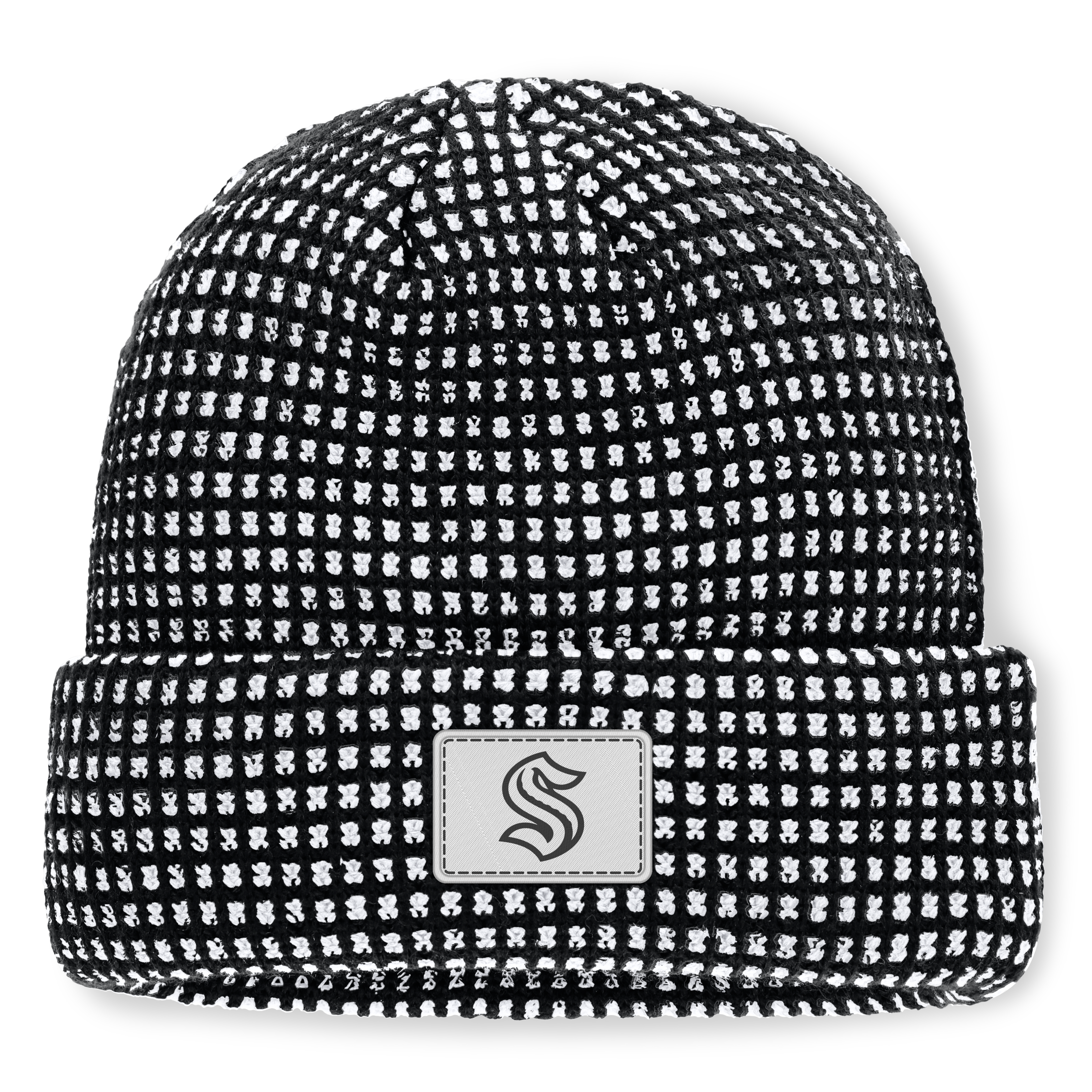 Men's Fanatics Black Seattle Kraken Fundamental Scheme Ribbed Cuffed Knit Hat