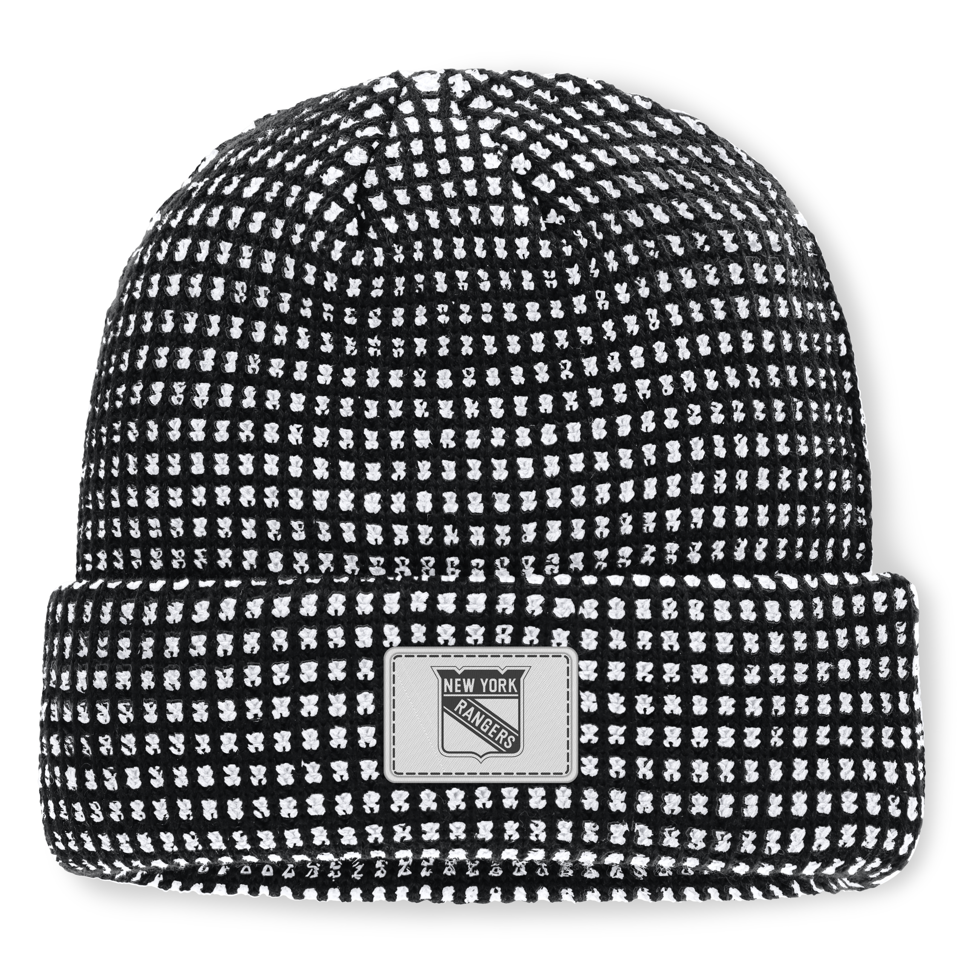 Men's Fanatics Black New York Rangers Fundamental Scheme Ribbed Cuffed Knit Hat