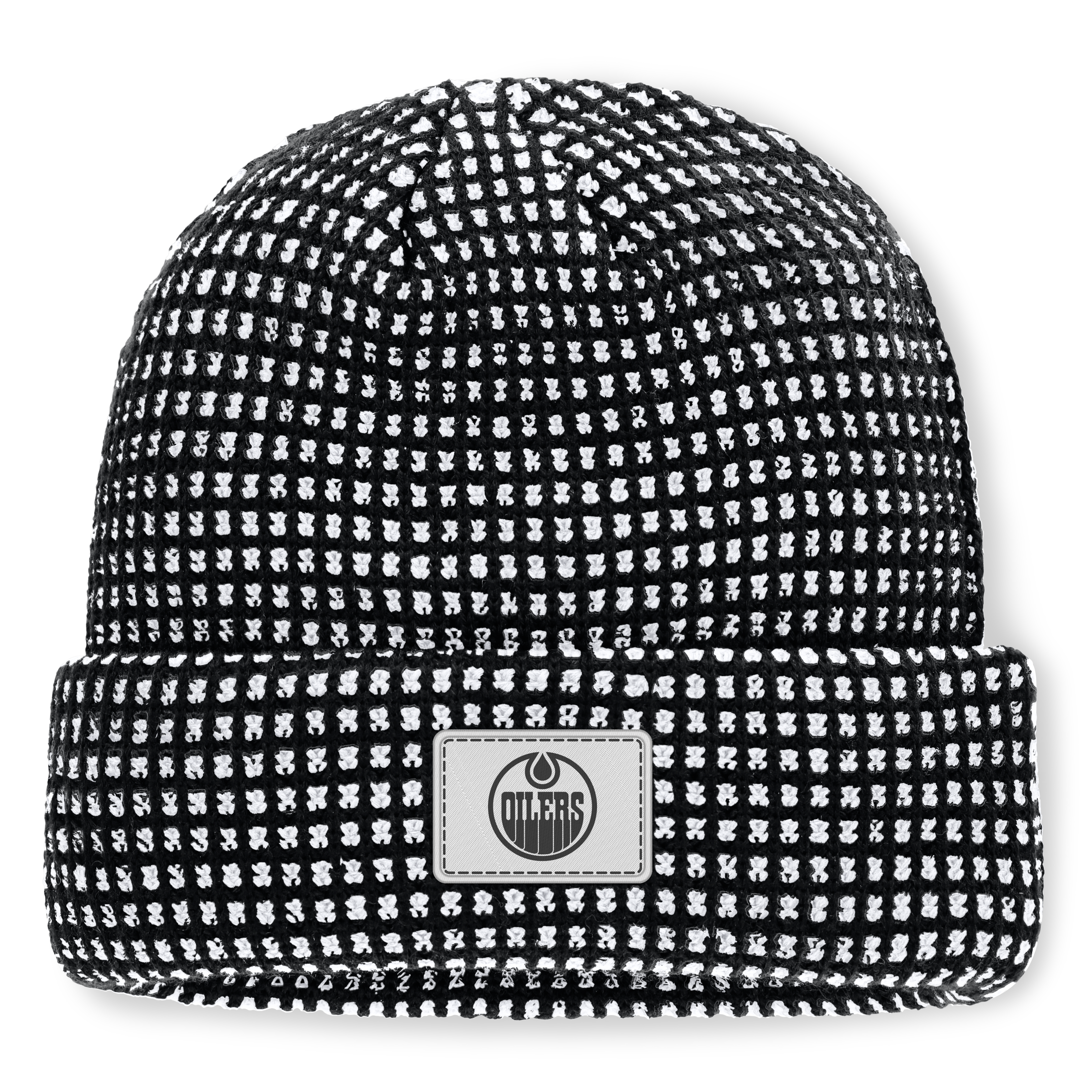Men's Fanatics Black Edmonton Oilers Fundamental Scheme Ribbed Cuffed Knit Hat