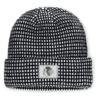 Men's Fanatics Black Chicago Blackhawks Fundamental Scheme Ribbed Cuffed Knit Hat