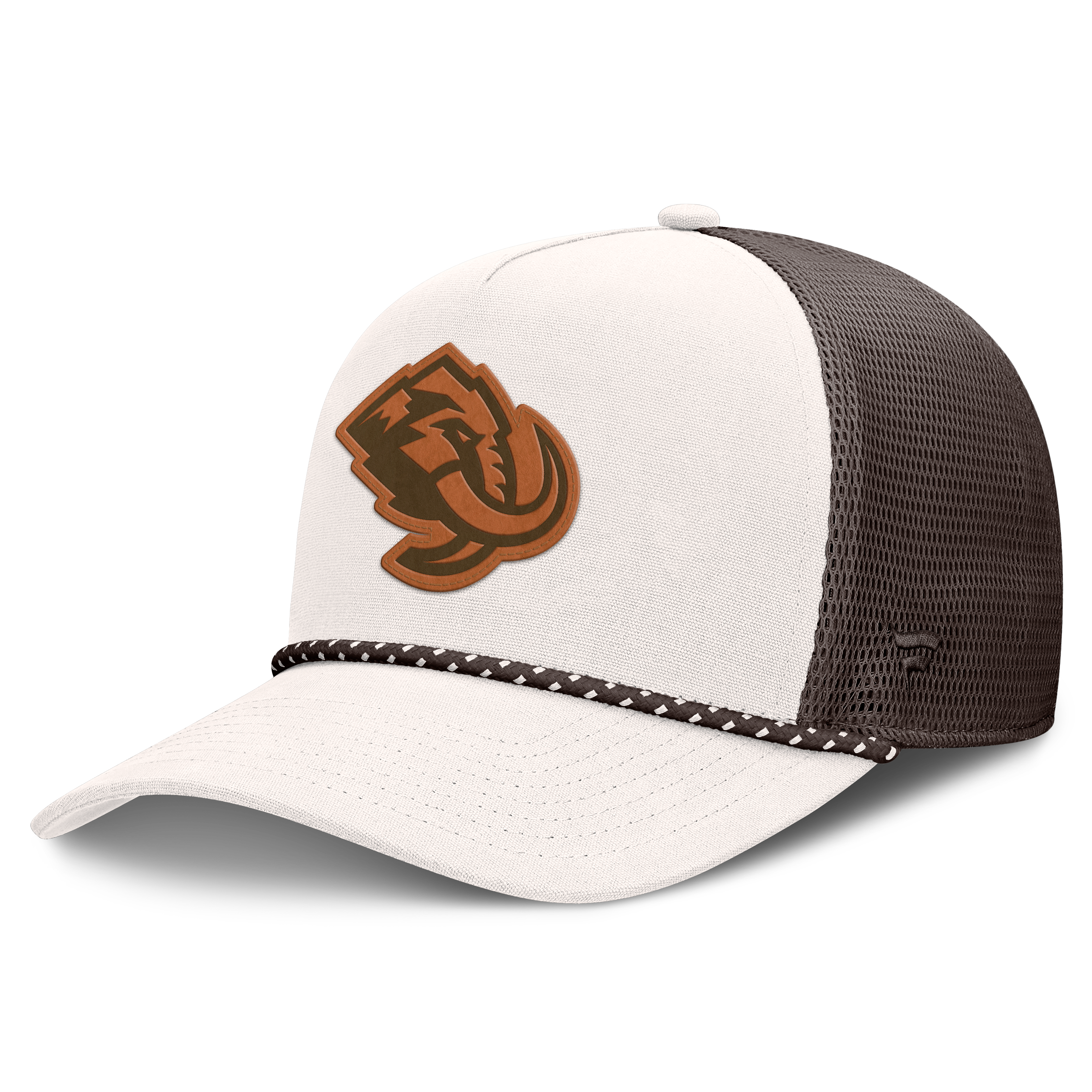 Men's Fanatics  Cream/Brown Utah Mammoth Level Up Bronco Rope A-Frame Trucker Adjustable Hat