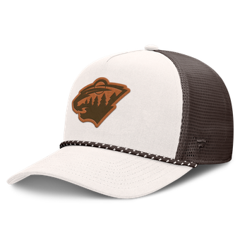 Men's Fanatics Cream/Brown Minnesota Wild Level Up Bronco Rope A-Frame Trucker Adjustable Hat