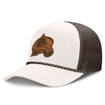 Men's Fanatics  Cream/Brown Colorado Avalanche Level Up Bronco Rope A-Frame Trucker Adjustable Hat
