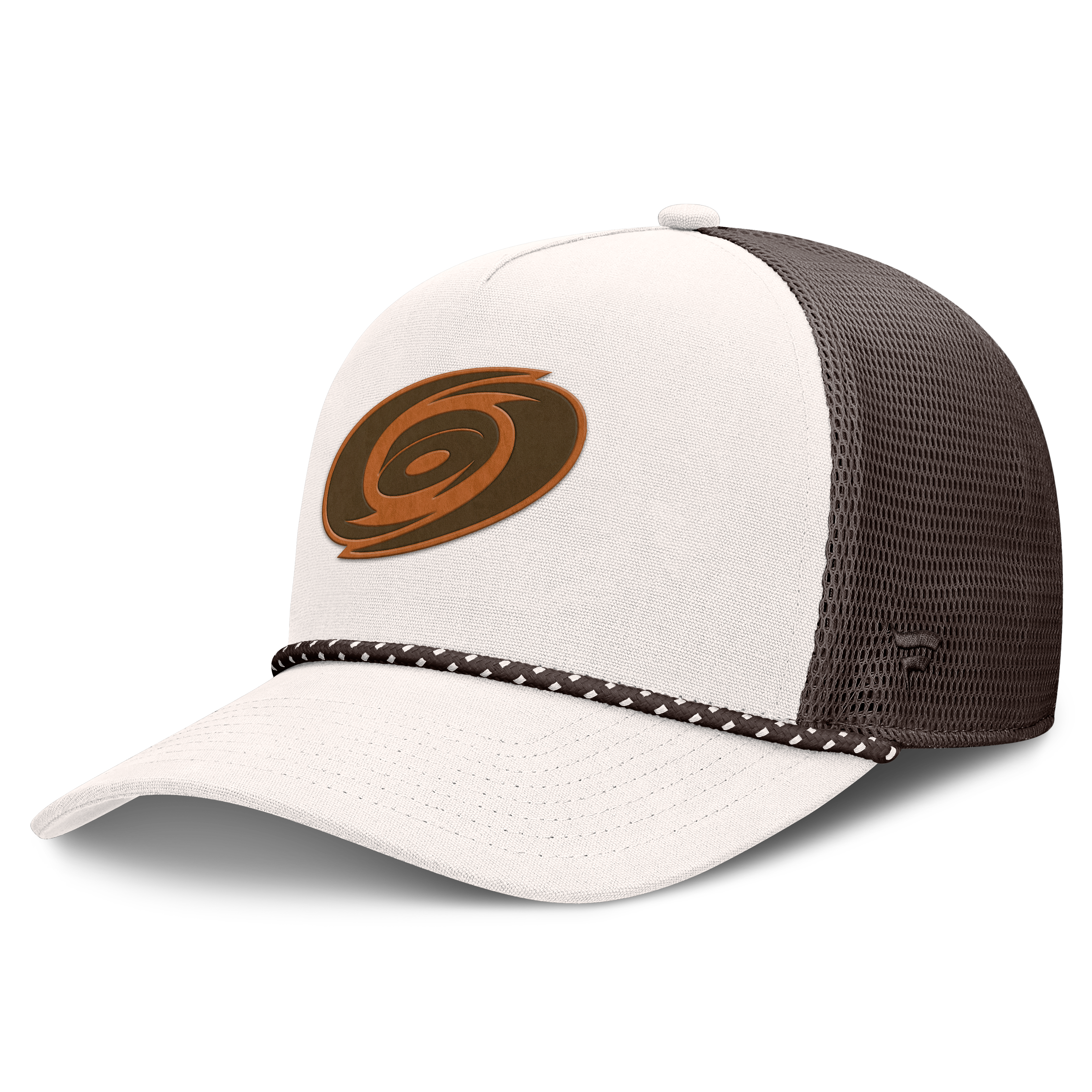 Men's Fanatics  Cream/Brown Carolina Hurricanes Level Up Bronco Rope A-Frame Trucker Adjustable Hat