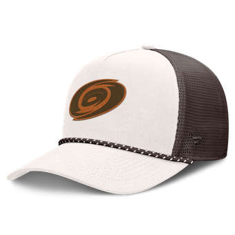 Men's Fanatics Cream/Brown Carolina Hurricanes Level Up Bronco Rope A-Frame Trucker Adjustable Hat