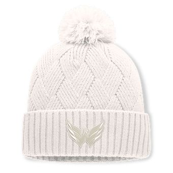 Women's Fanatics Cream Washington Capitals Level Up Cuffed Knit Hat with Pom