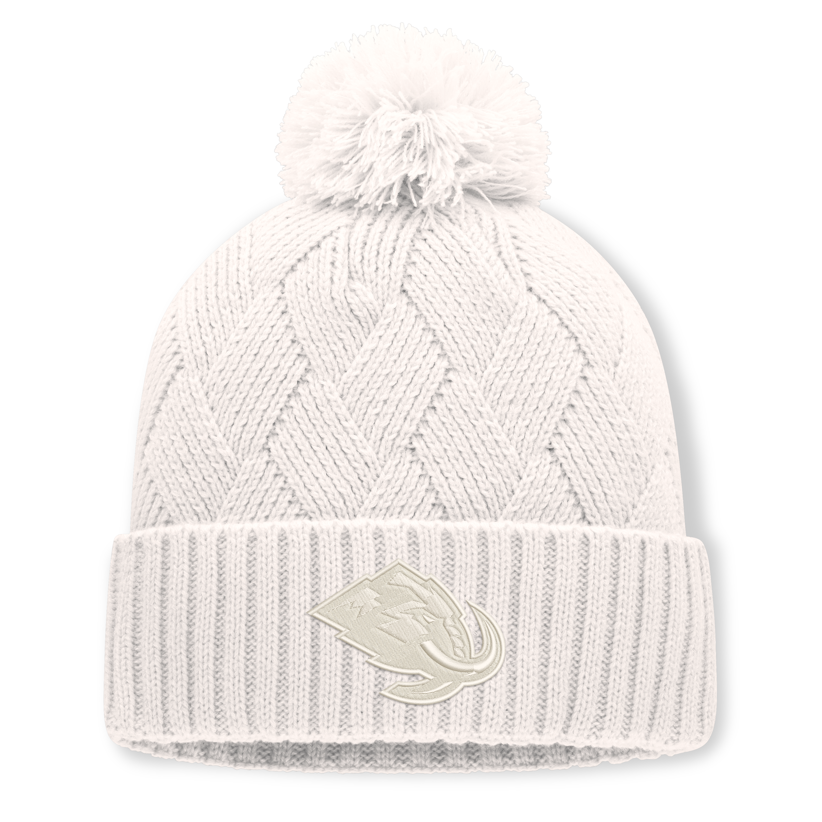 Women's Fanatics Cream Utah Mammoth Level Up Cuffed Knit Hat with Pom