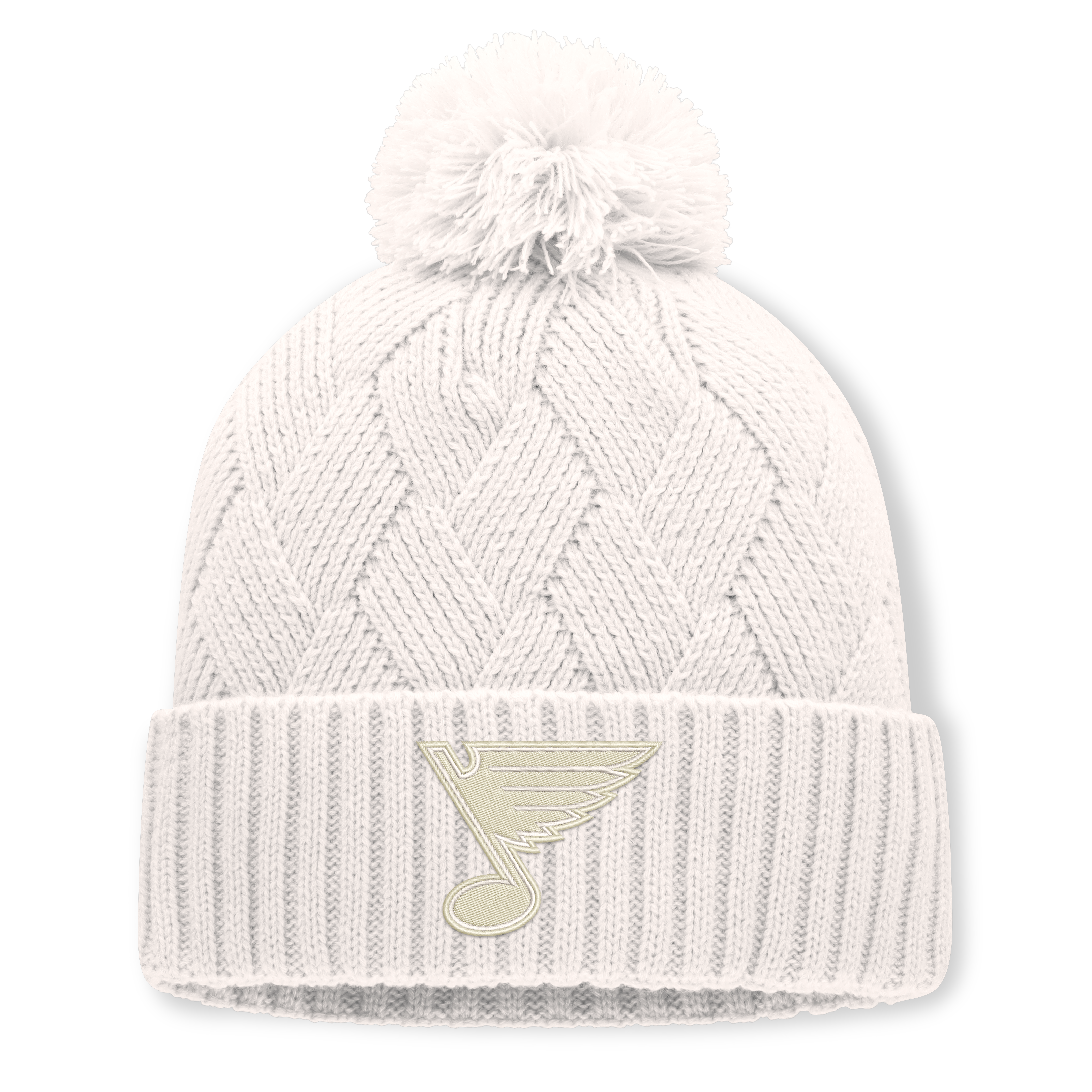Women's Fanatics Cream St. Louis Blues Level Up Cuffed Knit Hat with Pom