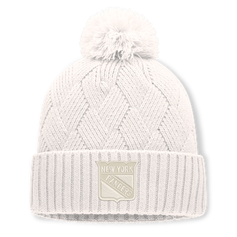 Women's Fanatics Cream New York Rangers Level Up Cuffed Knit Hat with Pom