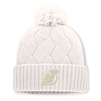 Women's Fanatics Cream New Jersey Devils Level Up Cuffed Knit Hat with Pom