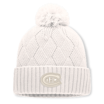 Women's Fanatics Cream Montreal Canadiens Level Up Cuffed Knit Hat with Pom