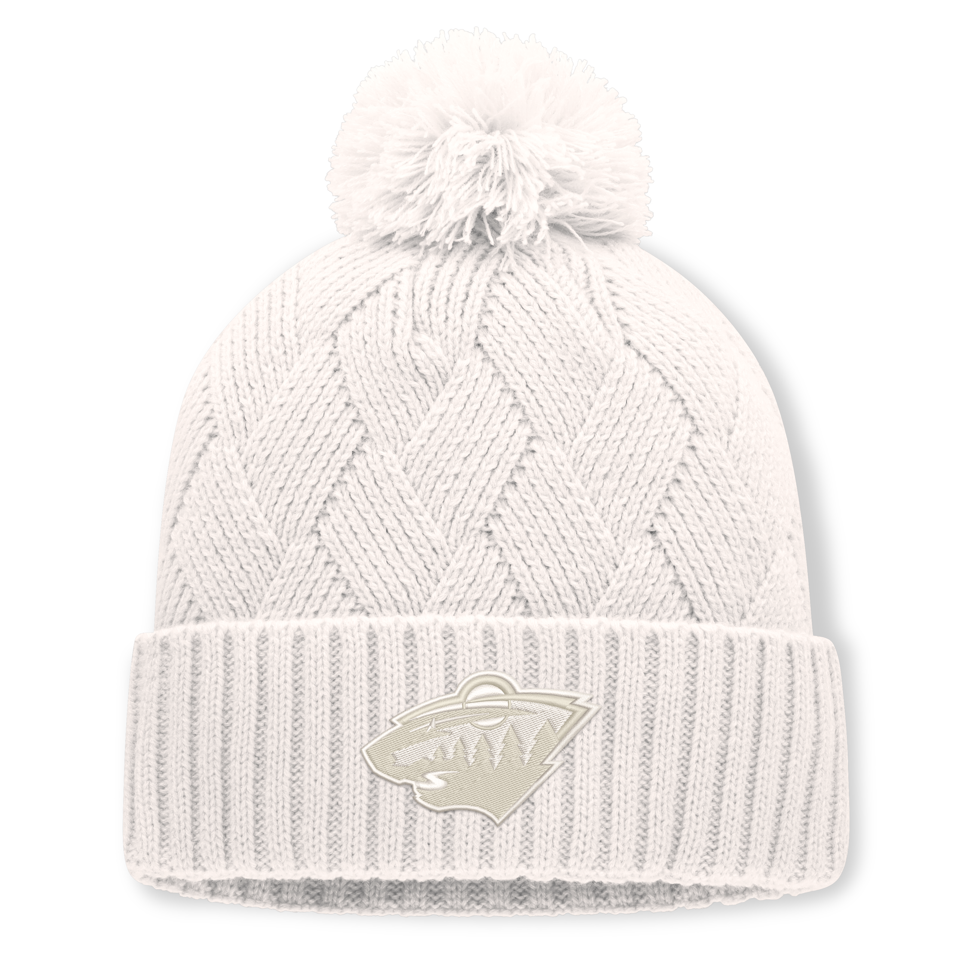 Women's Fanatics Cream Minnesota Wild Level Up Cuffed Knit Hat with Pom