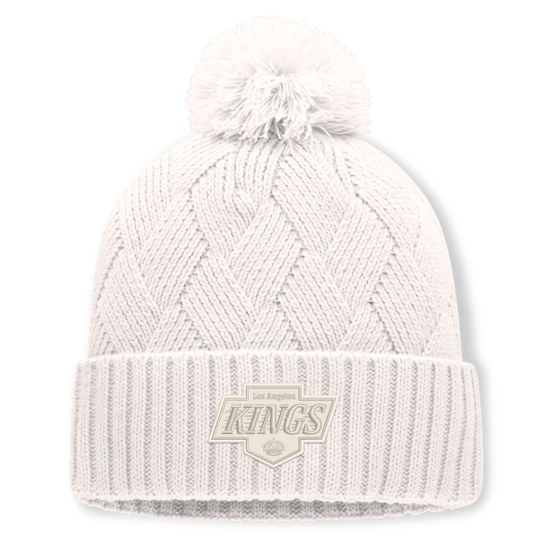 Women's Fanatics Cream Los Angeles Kings Level Up Cuffed Knit Hat with Pom