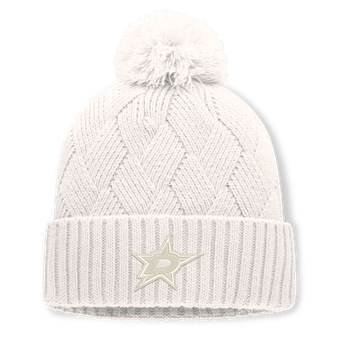Women's Fanatics Cream Dallas Stars Level Up Cuffed Knit Hat with Pom