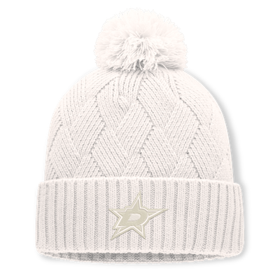 Women's Fanatics Cream Dallas Stars Level Up Cuffed Knit Hat with Pom