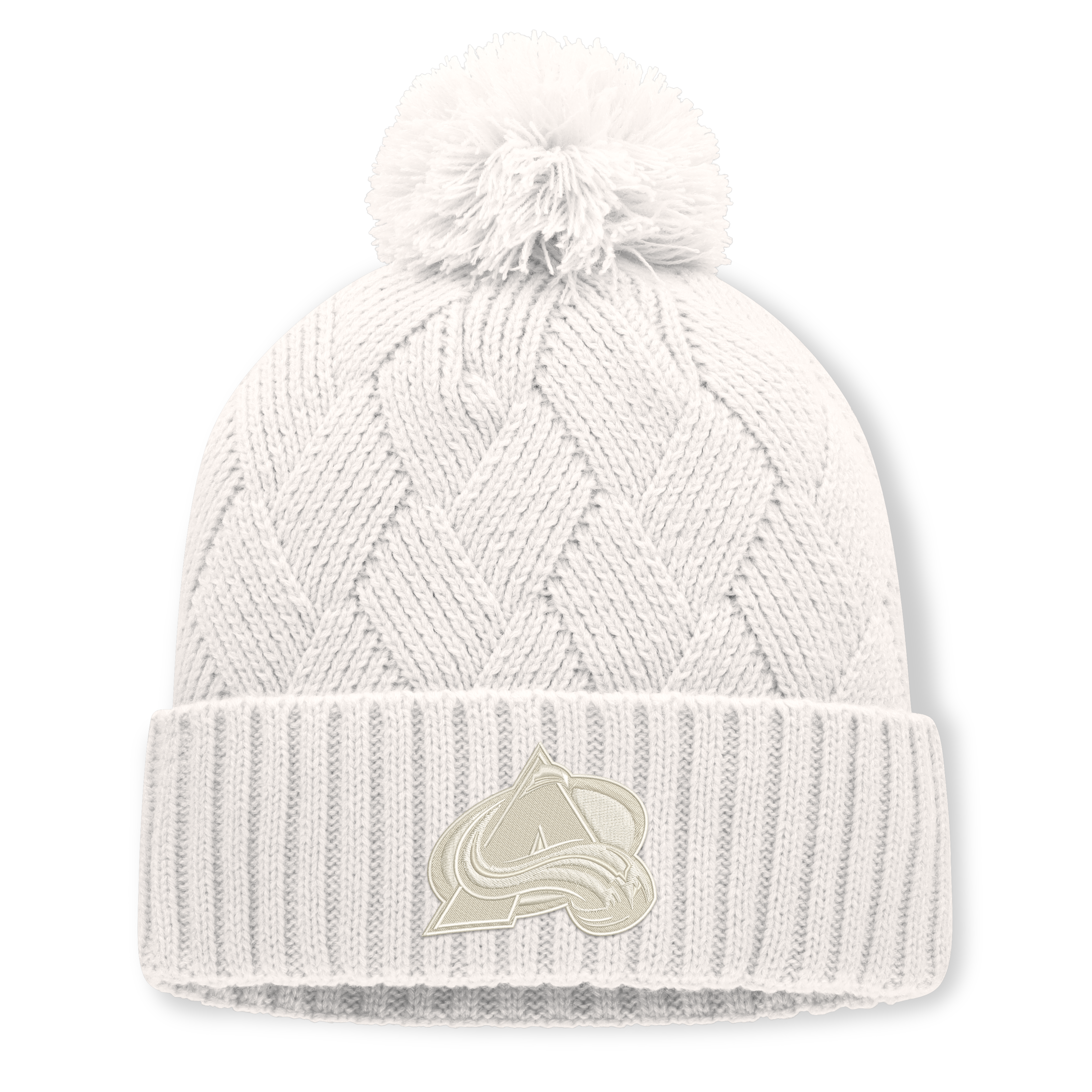 Women's Fanatics Cream Colorado Avalanche Level Up Cuffed Knit Hat with Pom