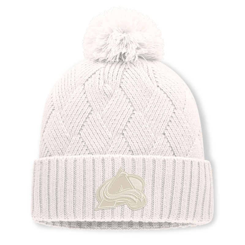 Women's Fanatics Cream Colorado Avalanche Level Up Cuffed Knit Hat with Pom