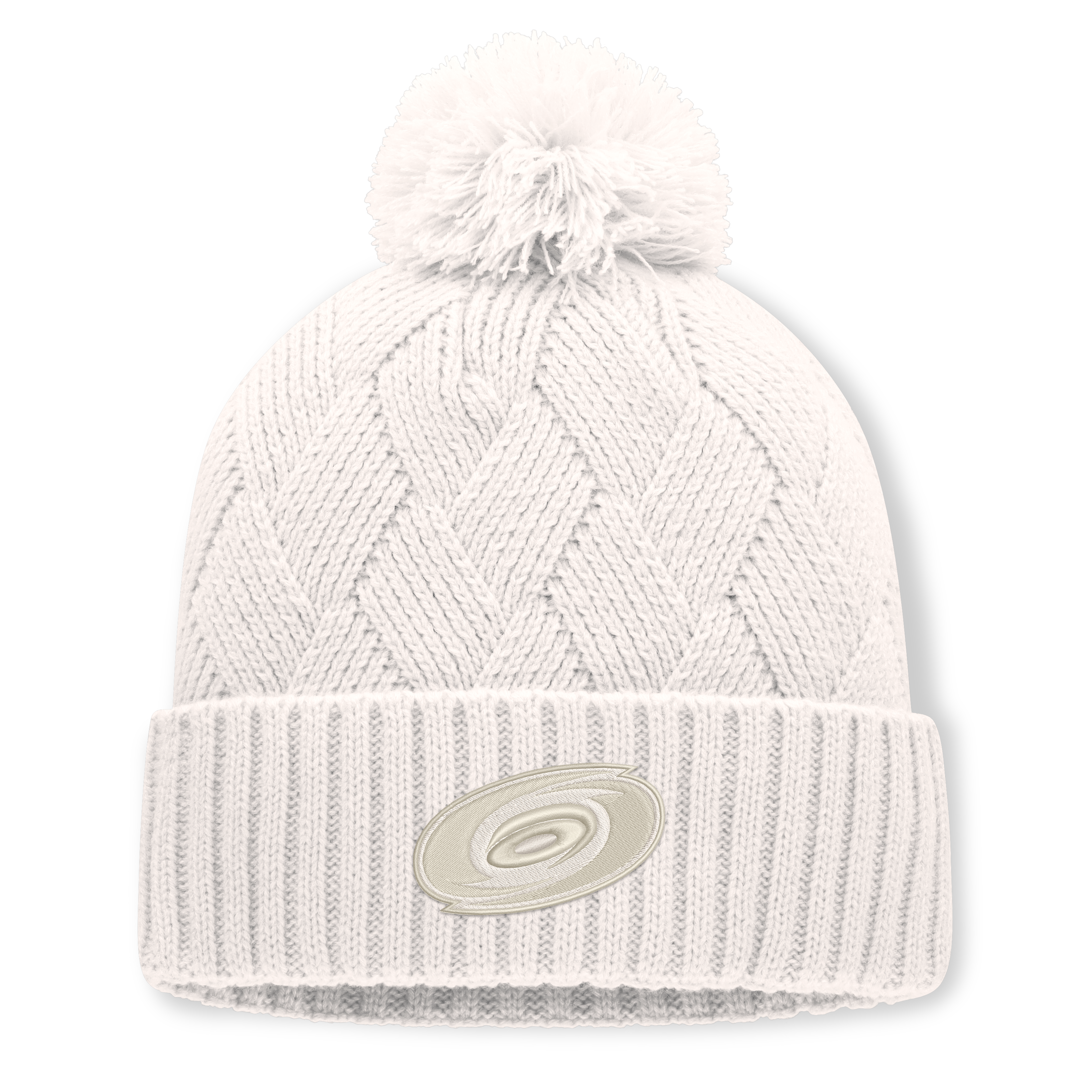 Women's Fanatics Cream Carolina Hurricanes Level Up Cuffed Knit Hat with Pom