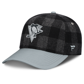 Men's Fanatics Black/Gray Pittsburgh Penguins Huntsman Plaid A-Frame Adjustable Hat