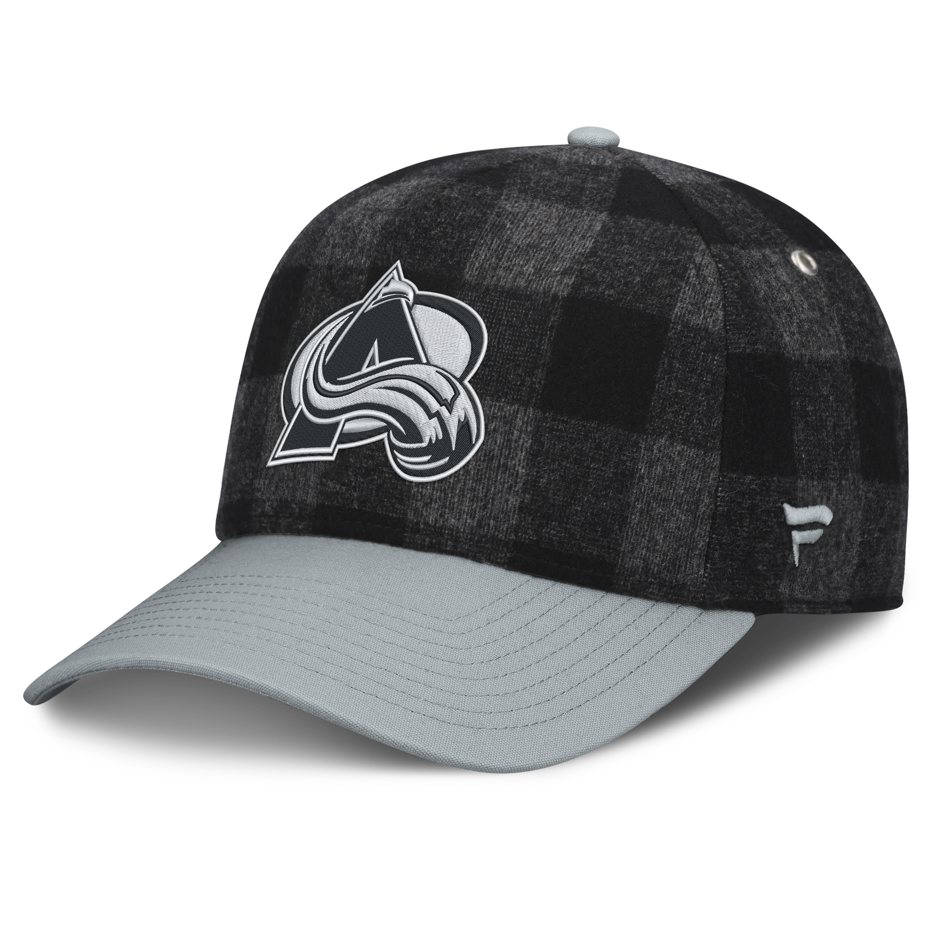 Men's Fanatics Black/Gray Colorado Avalanche Huntsman Plaid A-Frame Adjustable Hat