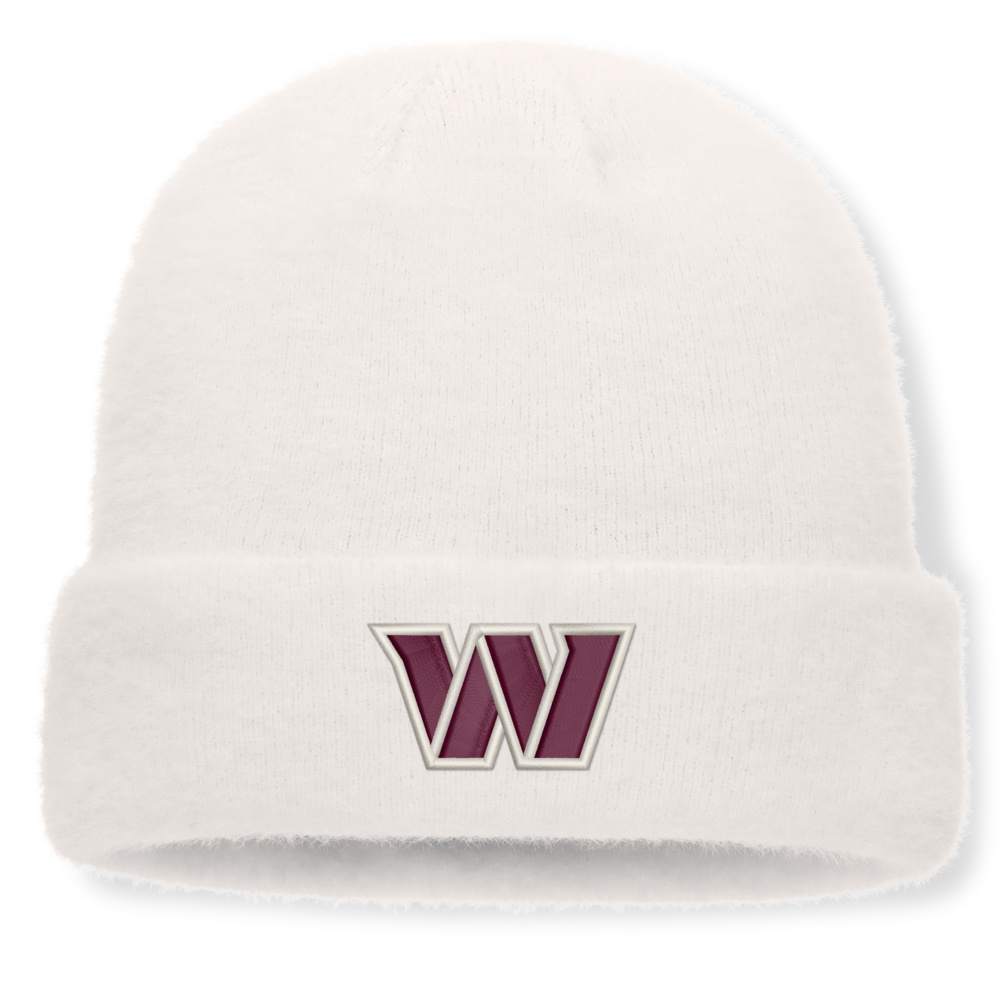 Women's Fanatics White Washington Commanders Puff Fuzzy Fleece Cuffed Knit Hat