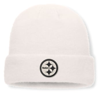 Women's Fanatics White Pittsburgh Steelers Puff Fuzzy Fleece Cuffed Knit Hat