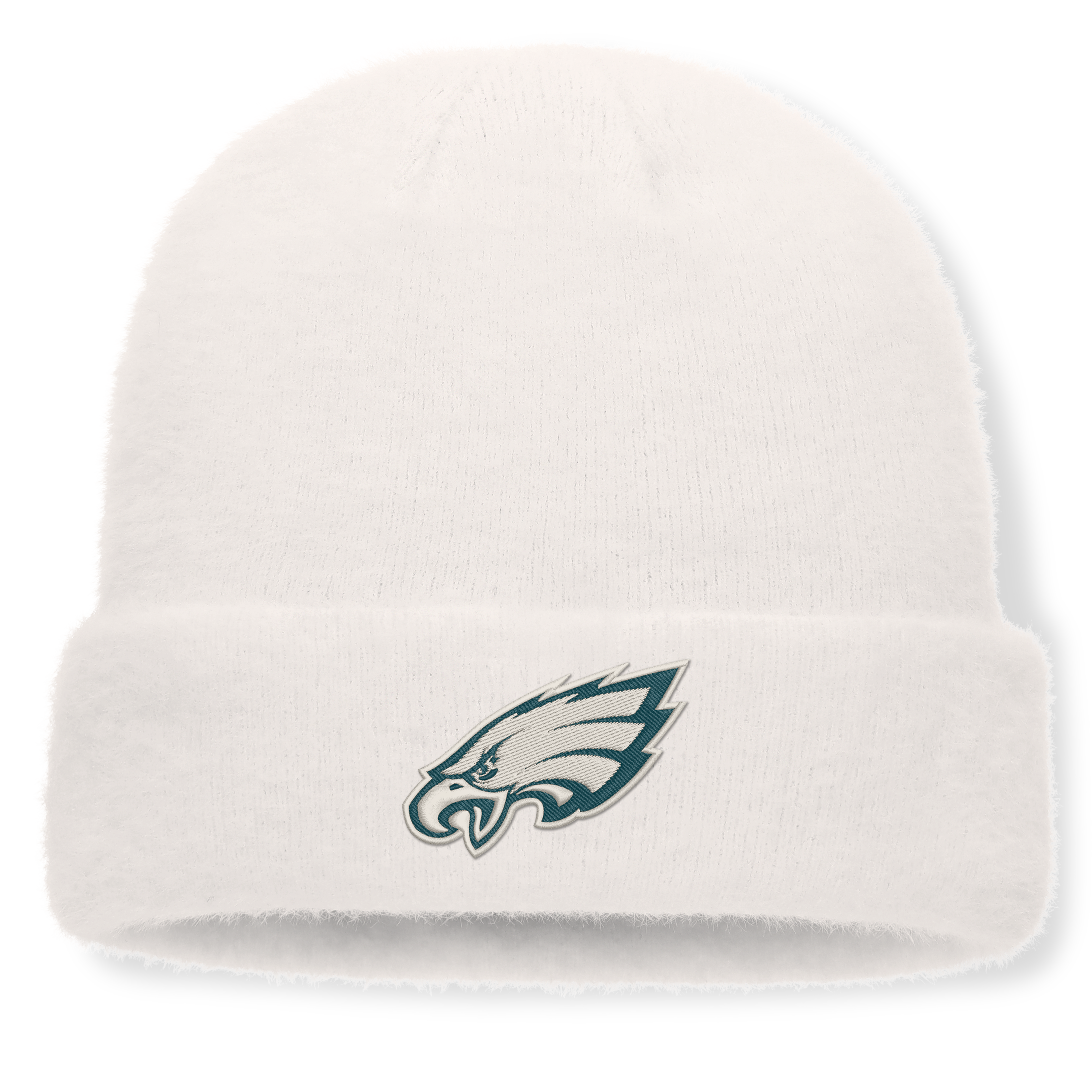Women's Fanatics White Philadelphia Eagles Puff Fuzzy Fleece Cuffed Knit Hat