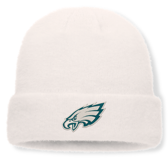 Women's Fanatics White Philadelphia Eagles Puff Fuzzy Fleece Cuffed Knit Hat