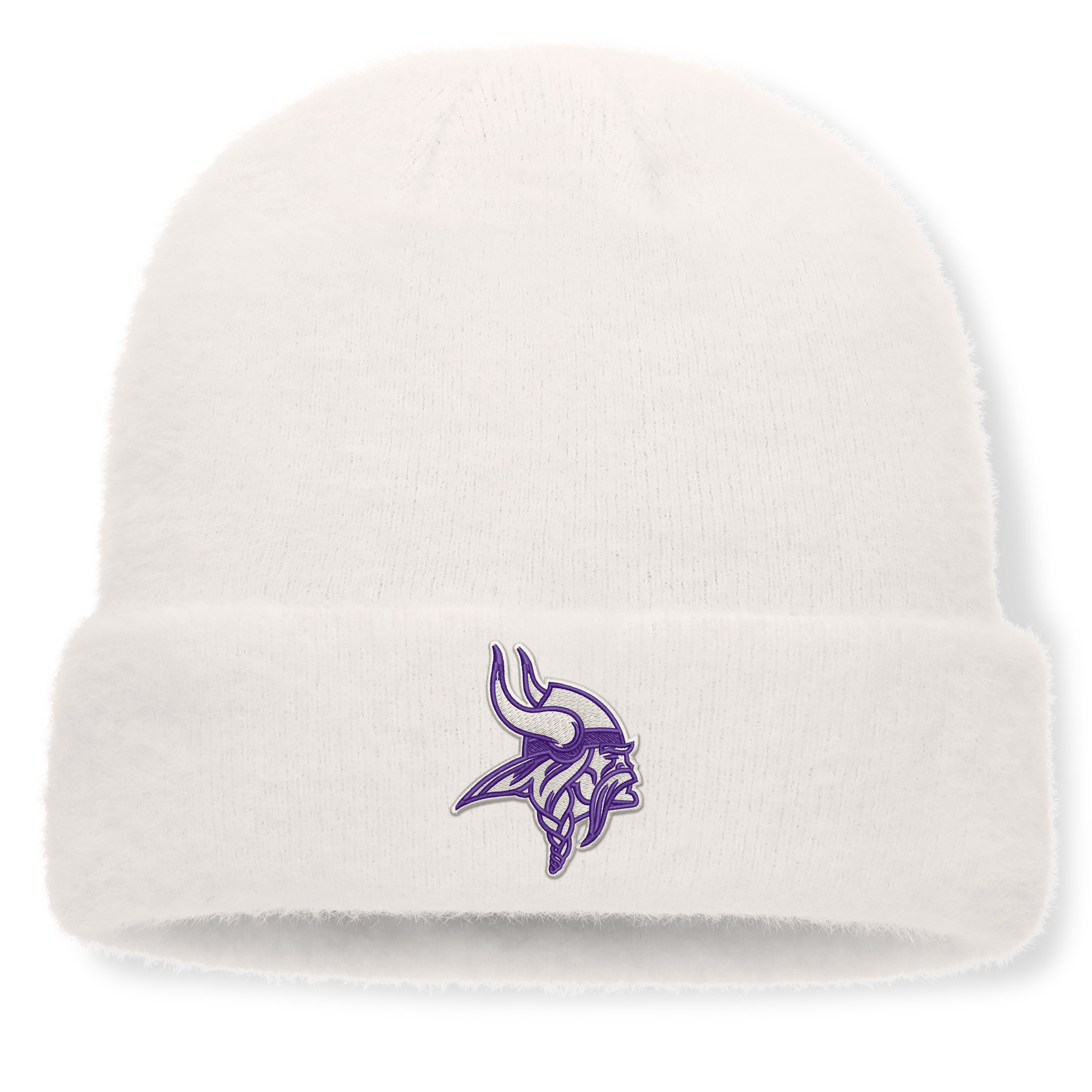 Women's Fanatics White Minnesota Vikings Puff Fuzzy Fleece Cuffed Knit Hat
