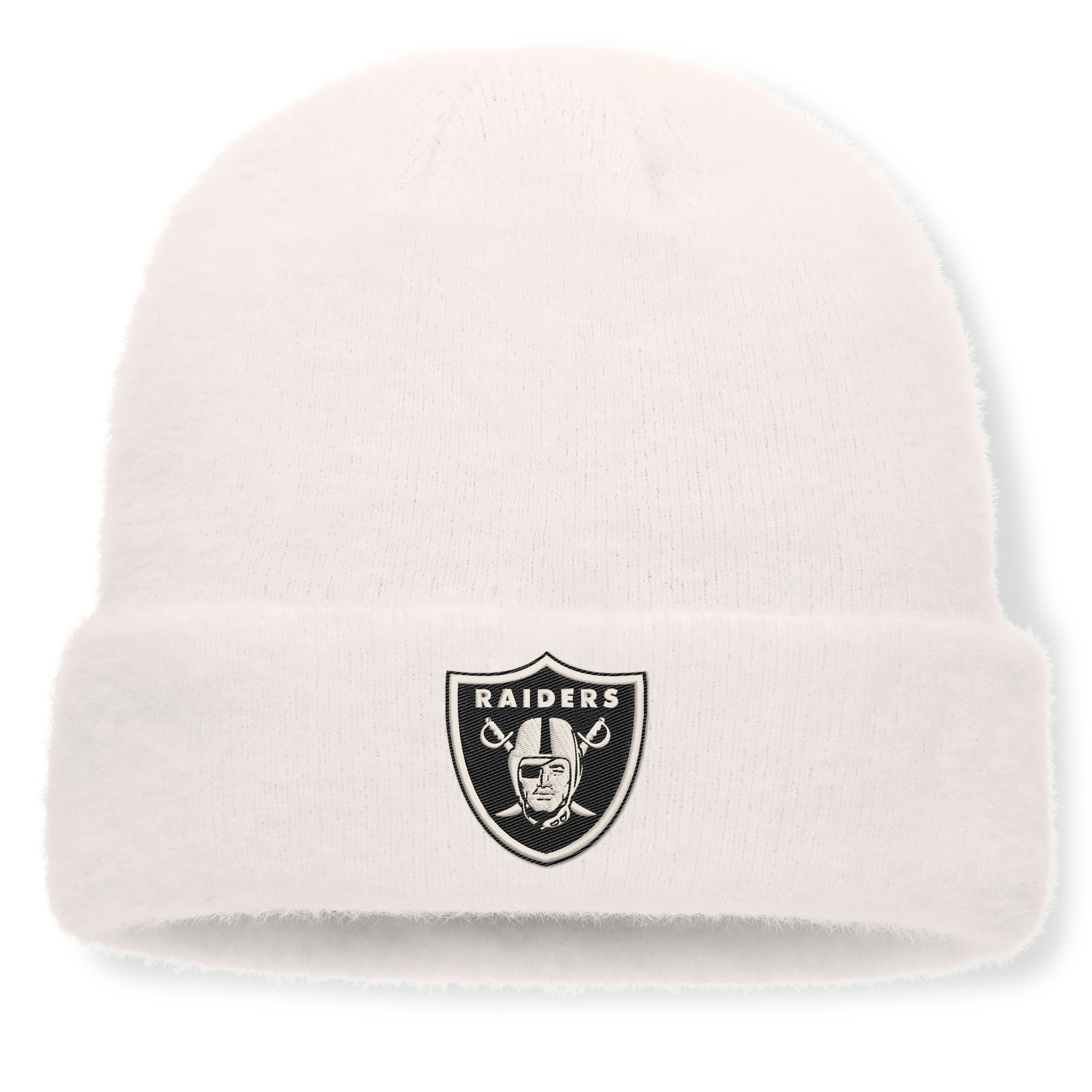 Women's Fanatics White Las Vegas Raiders Puff Fuzzy Fleece Cuffed Knit Hat