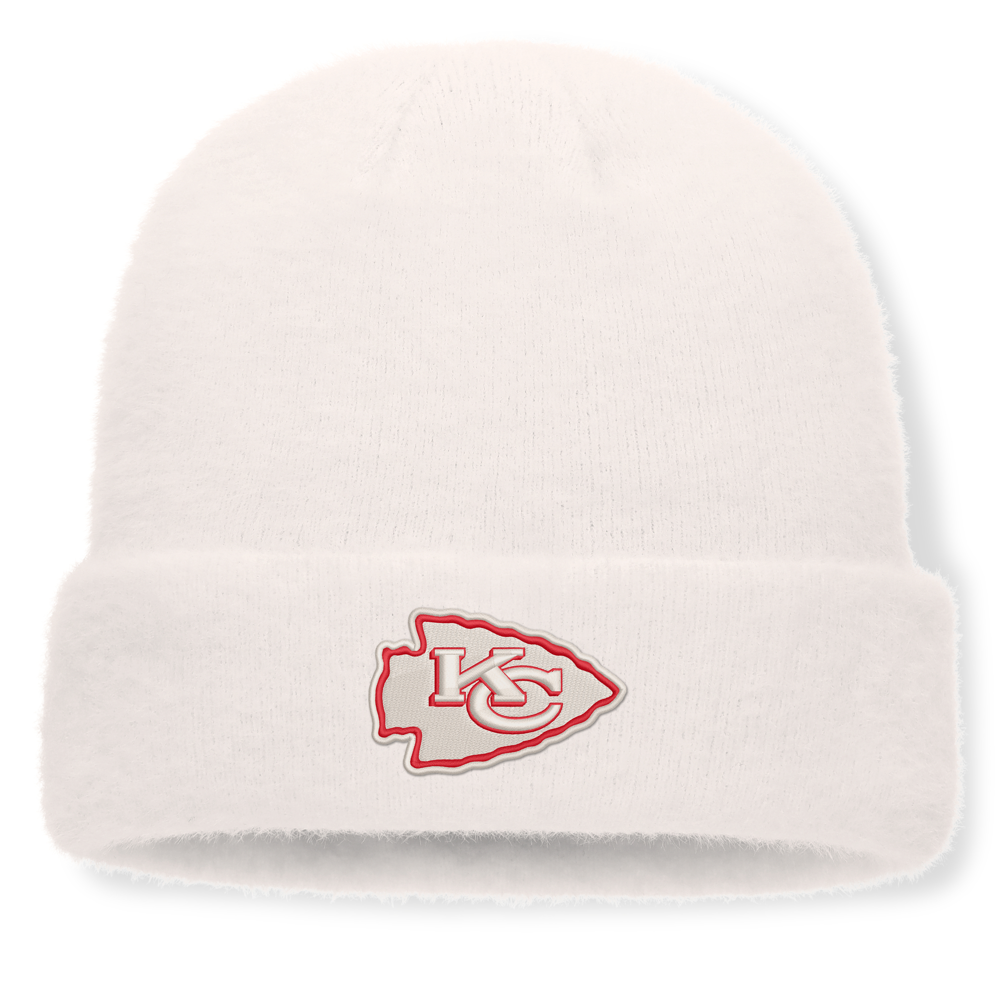 Women's Fanatics White Kansas City Chiefs Puff Fuzzy Fleece Cuffed Knit Hat