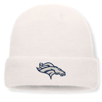 Women's Fanatics White Denver Broncos Puff Fuzzy Fleece Cuffed Knit Hat