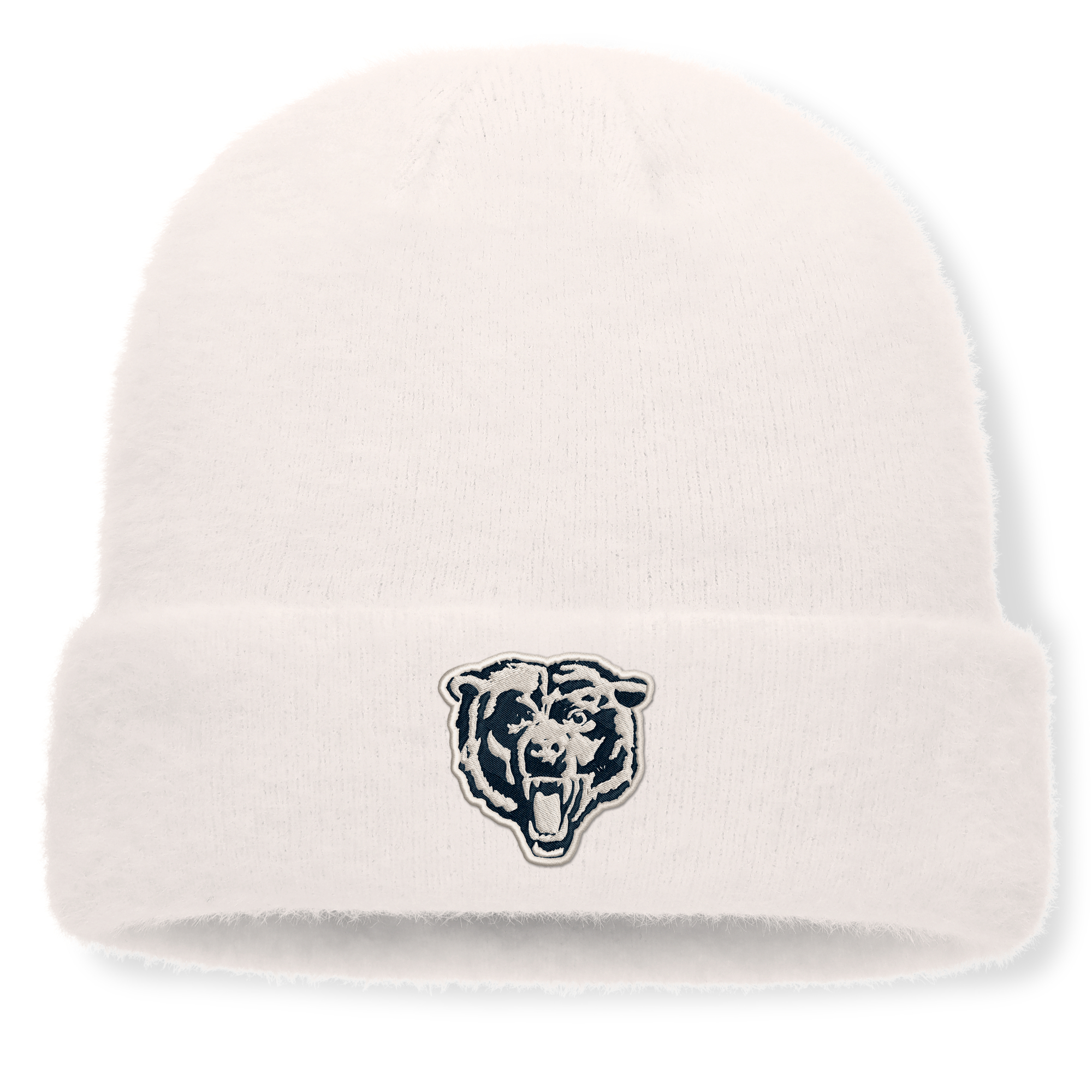 Women's Fanatics White Chicago Bears Puff Fuzzy Fleece Cuffed Knit Hat