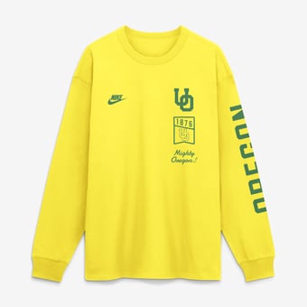 Men's Nike  Yellow Oregon Ducks Max 90 Legacy Multi Graphic Long Sleeve T-Shirt