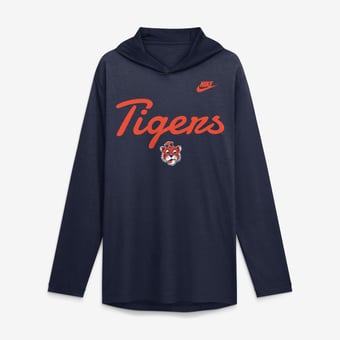Men's Nike  Navy Auburn Tigers Tri-Blend Dri-FIT Long Sleeve Hooded T-Shirt