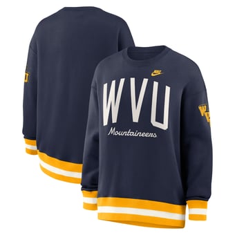 Women's Nike  Navy West Virginia Mountaineers Oversized Legacy Arch Phoenix Sweatshirt