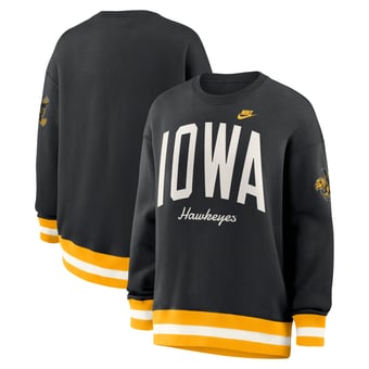 Women's Nike  Black Iowa Hawkeyes Oversized Legacy Arch Phoenix Sweatshirt