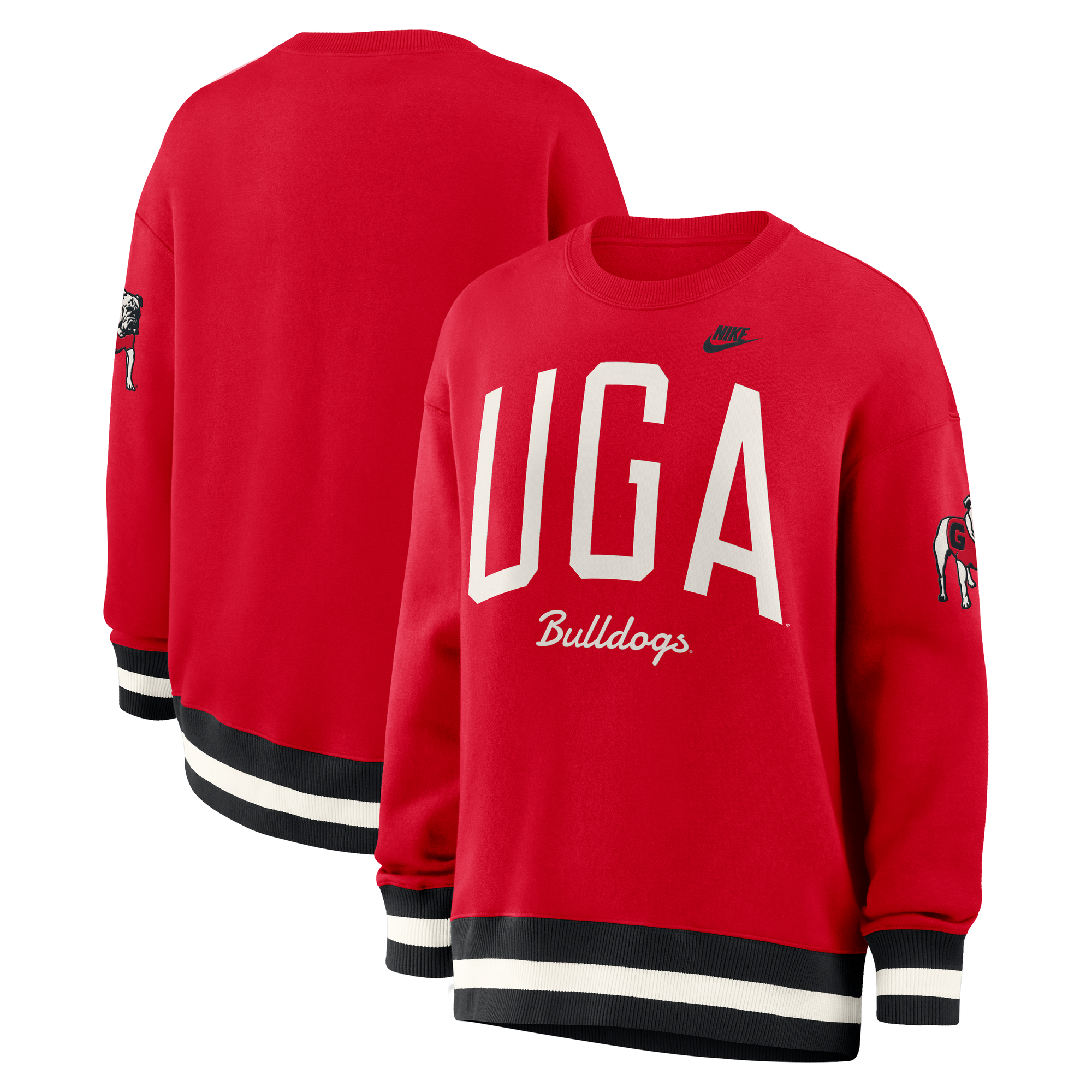 Women's Nike  Red Georgia Bulldogs Oversized Legacy Arch Phoenix Sweatshirt